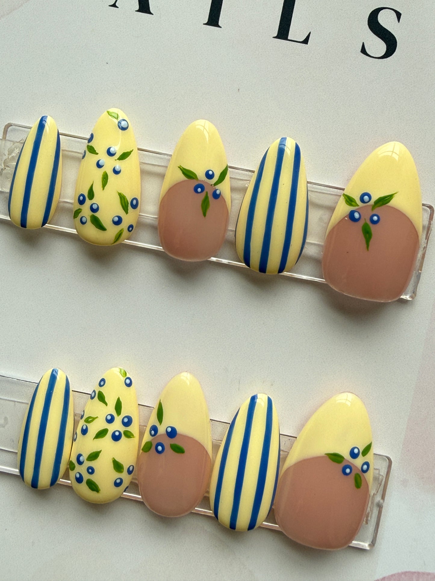 Blueberry Butter | Butter Yellow Blueberry French Tip Press-On Nails