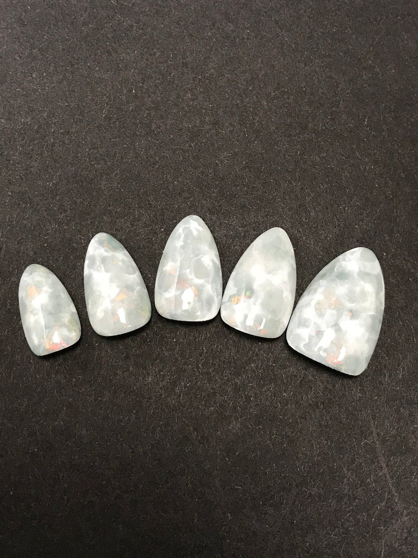 Light Blue-gray marble nails
