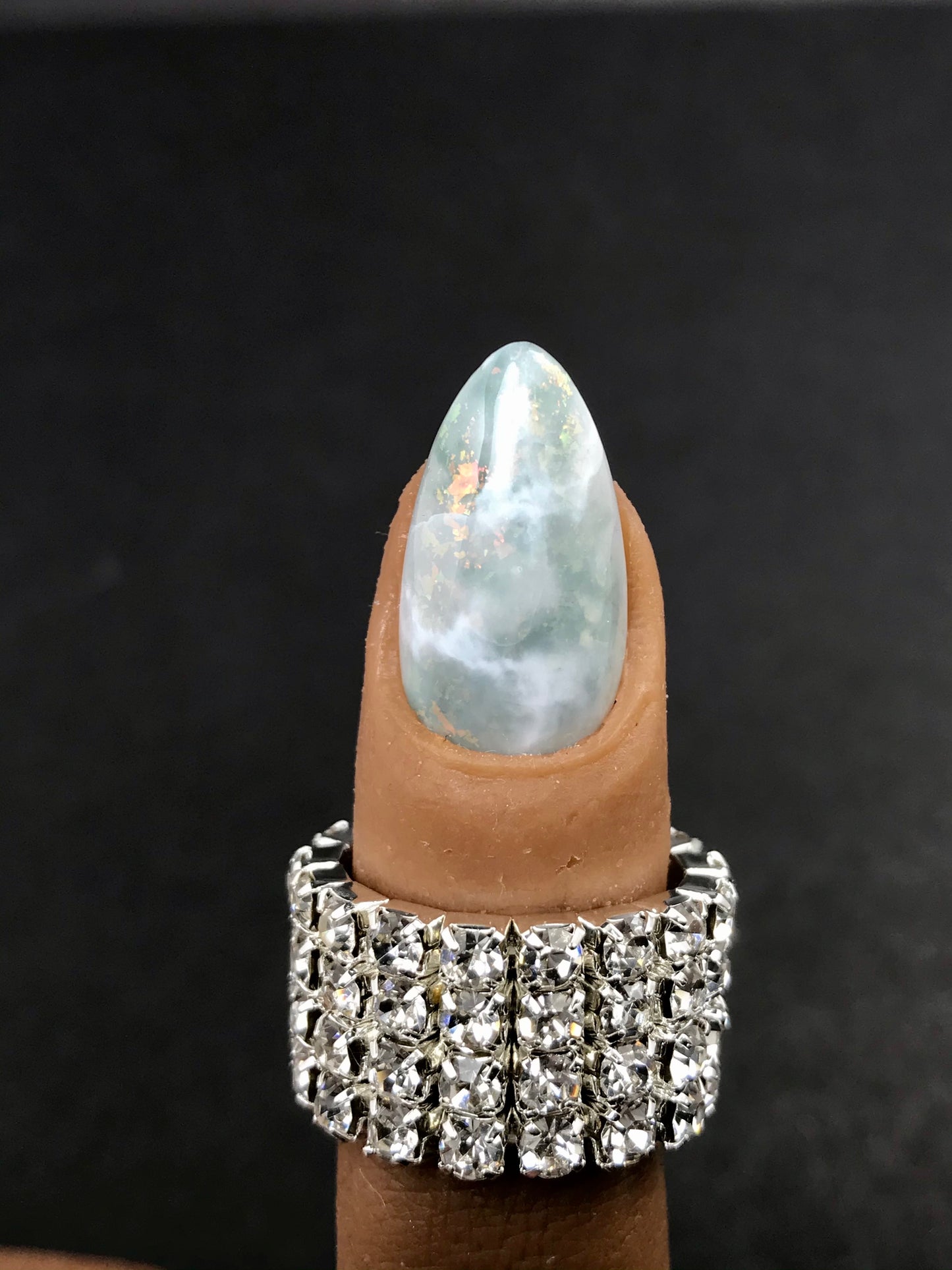 Light Blue-gray marble nails