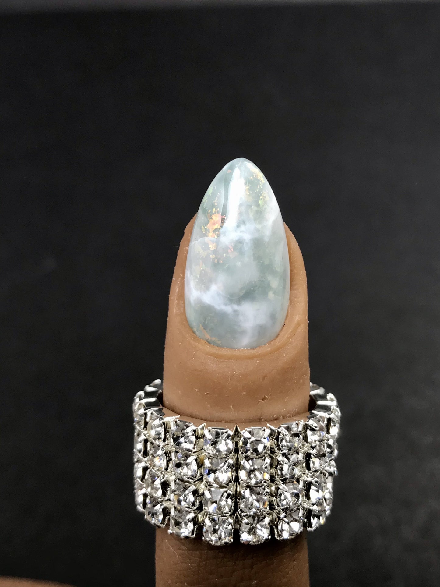 Light Blue-gray marble press on nails (RTS)