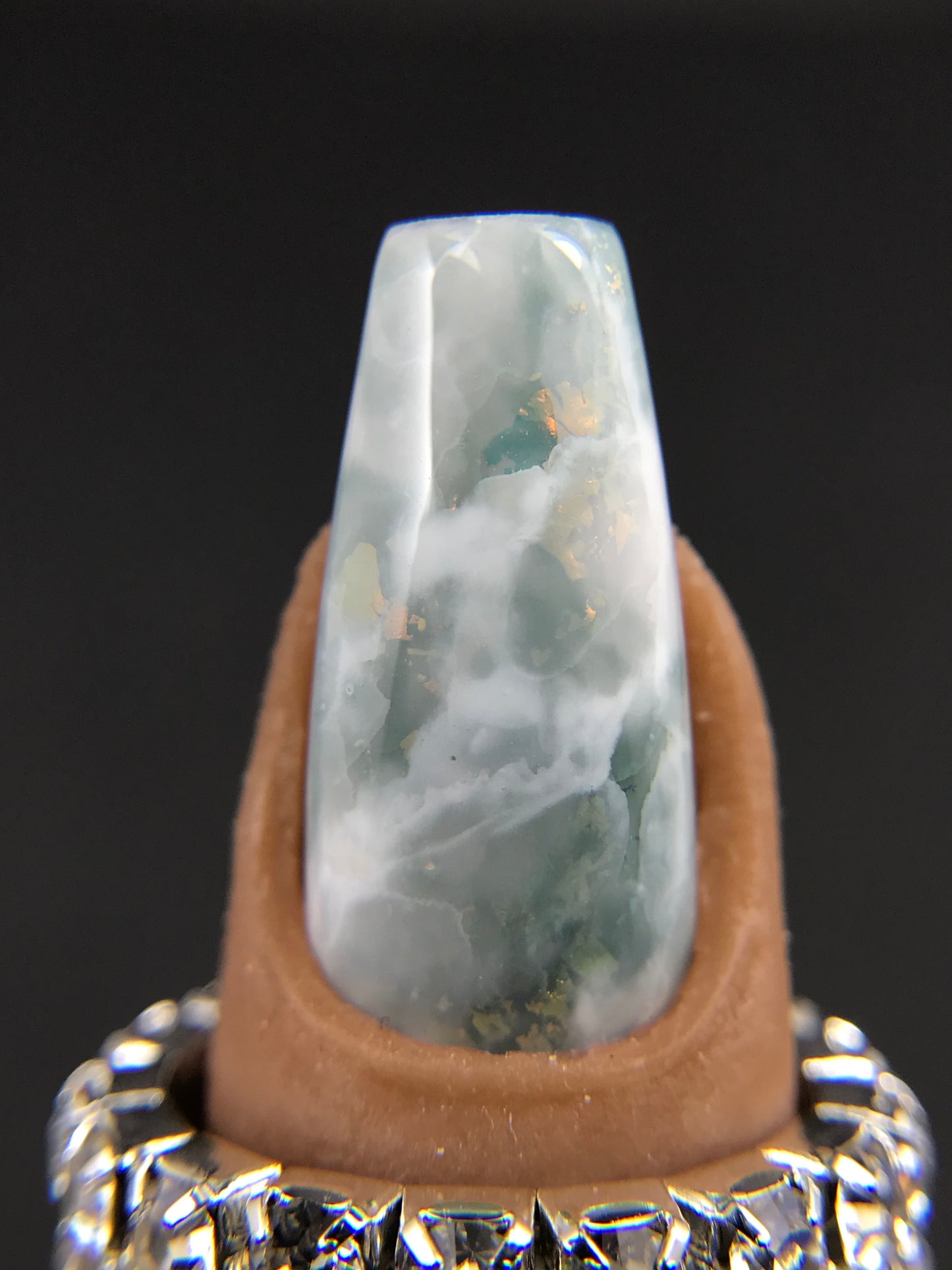Light Blue-gray marble nails