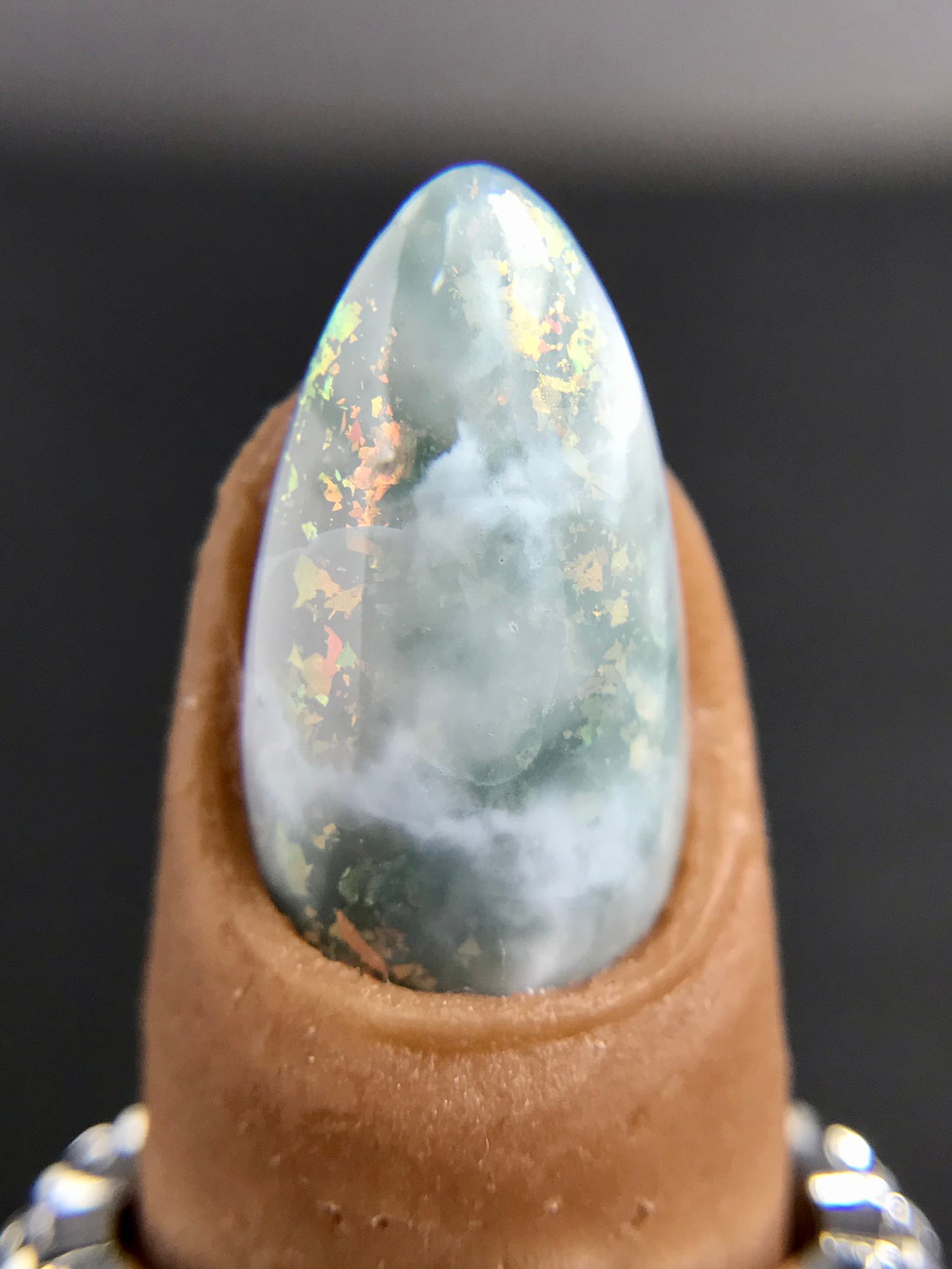 Light Blue-gray marble nails