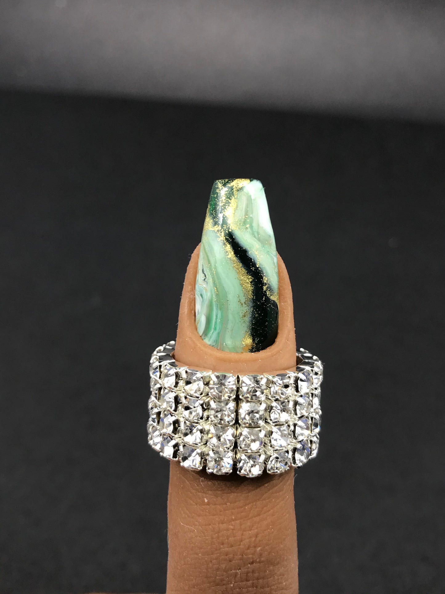 Emerald Green Marble Nails (RTS)