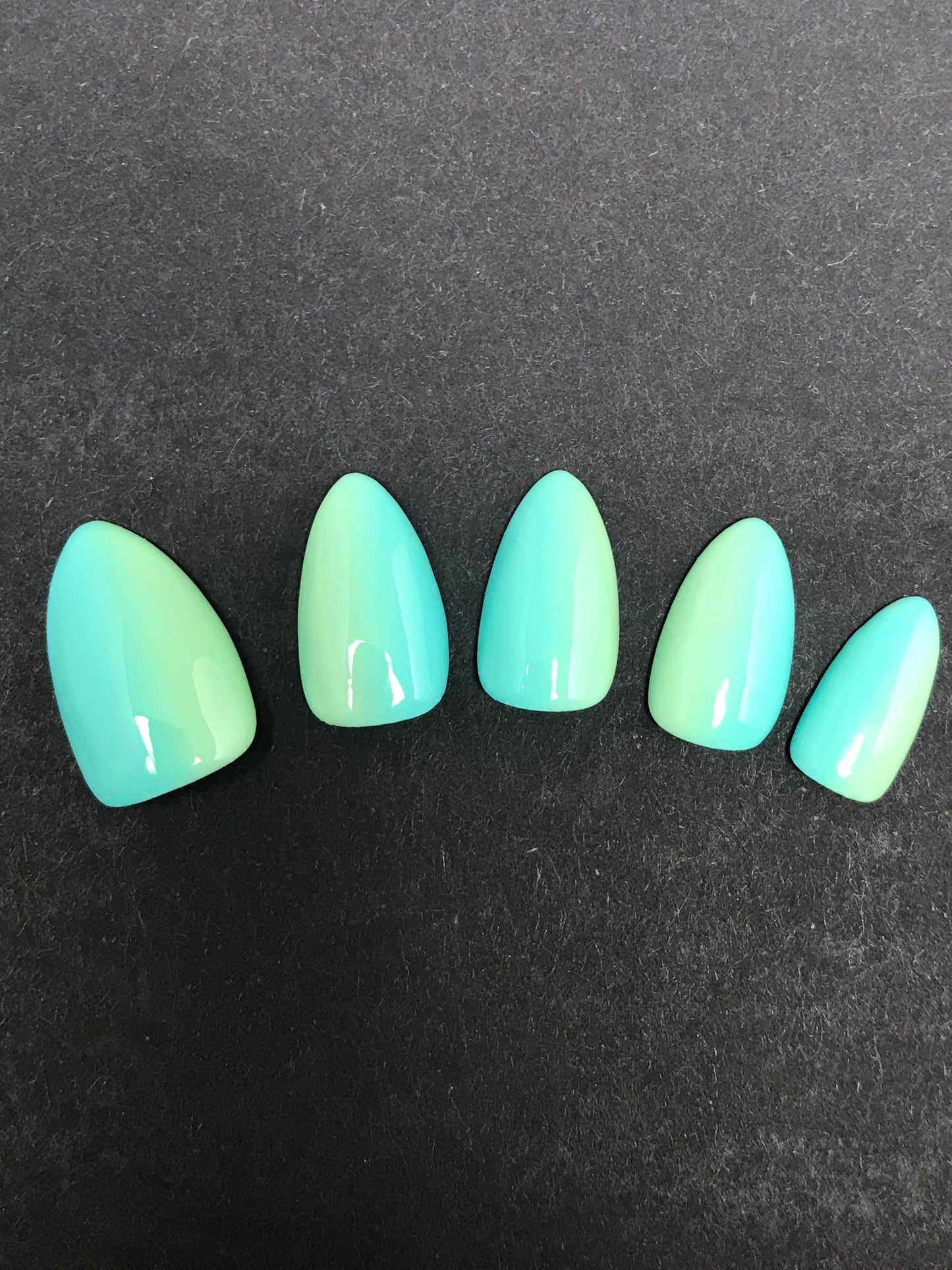 Neon Blue to Green Ombre Summer 2022 Nails (RTS)