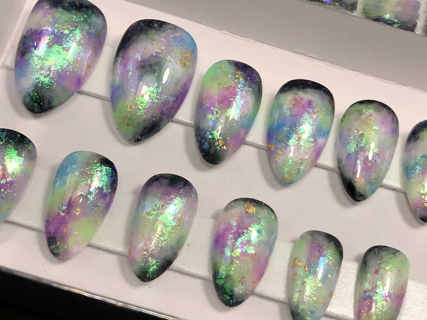 Boulder Opal Marble Nails (RTS)