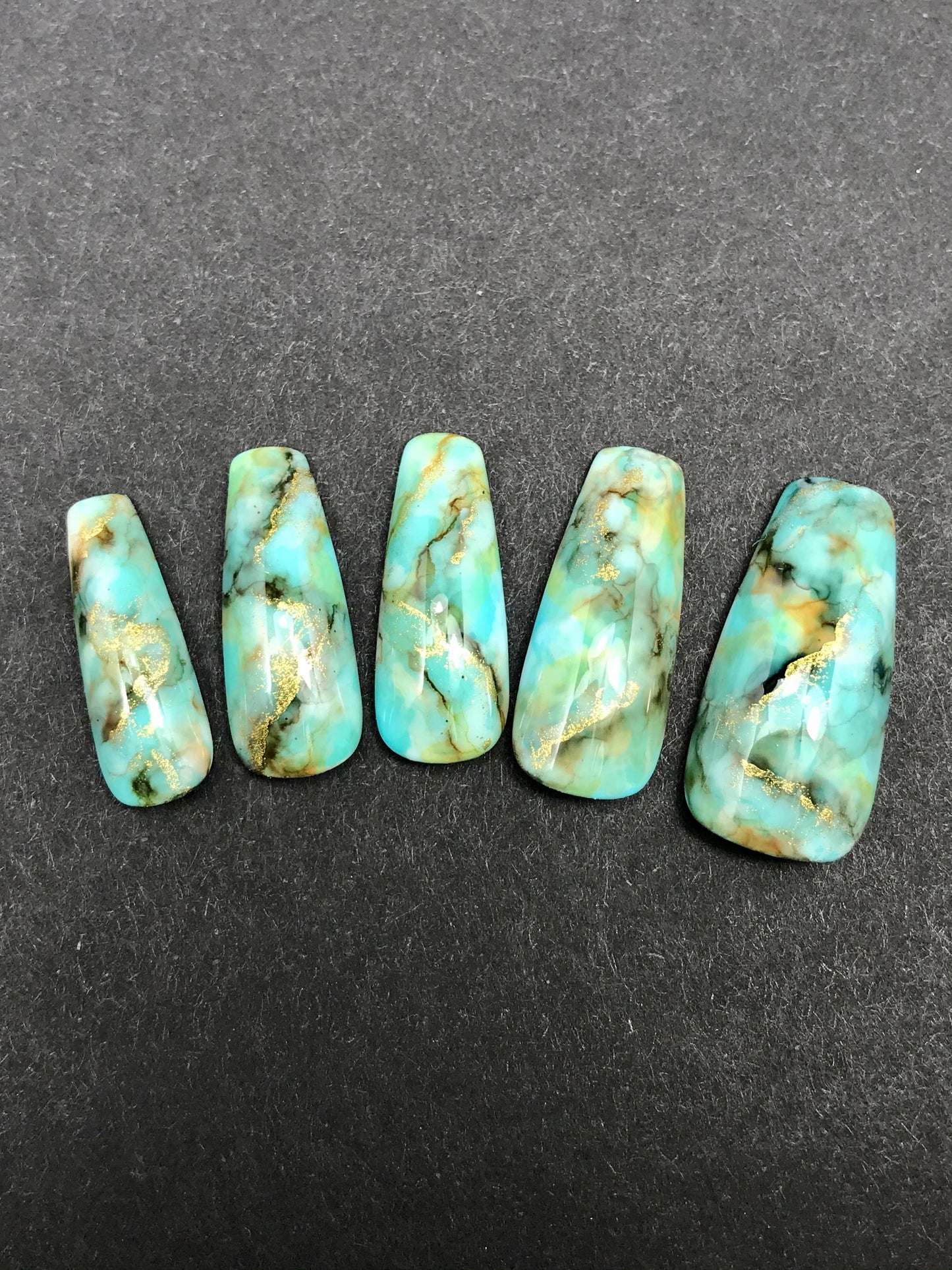 Turquoise Marble Nails