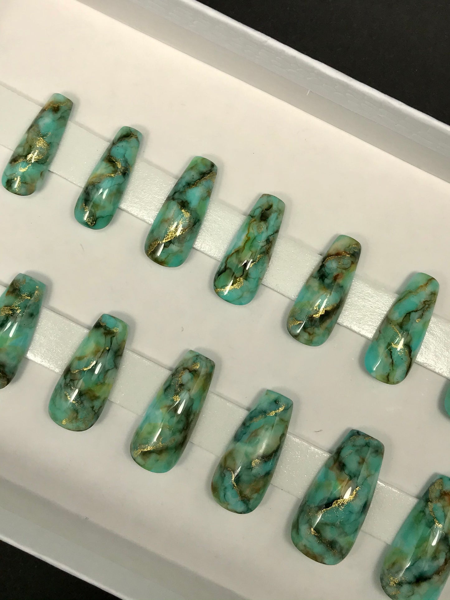 Turquoise Marble Nails