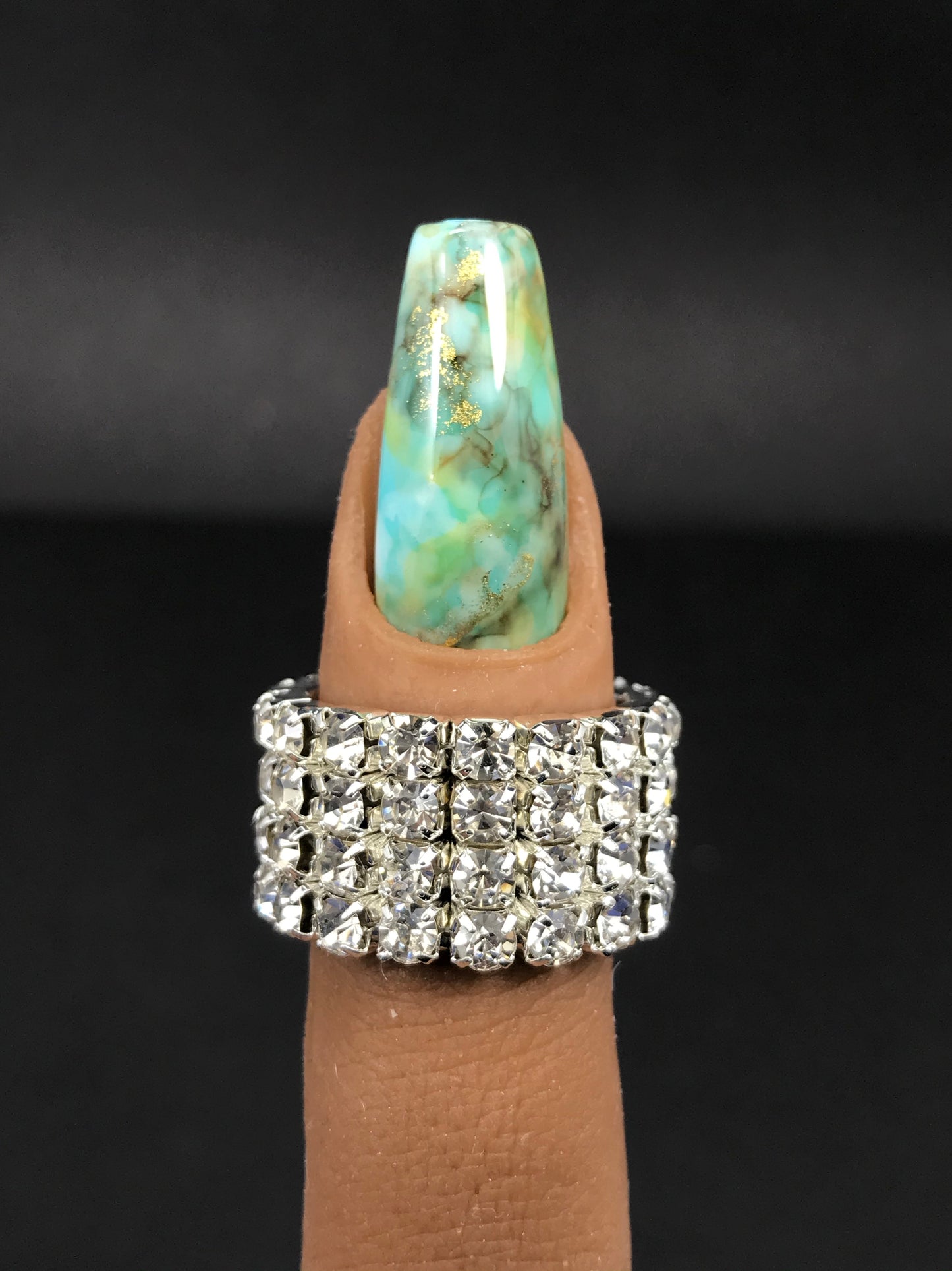 Turquoise Marble Nails