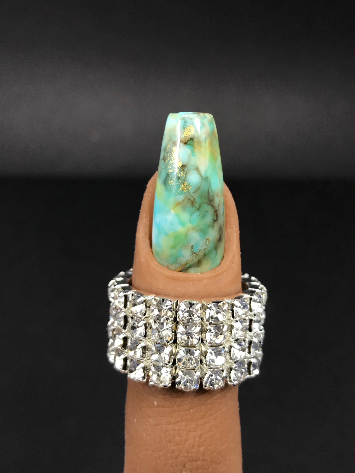 Turquoise Marble Nails