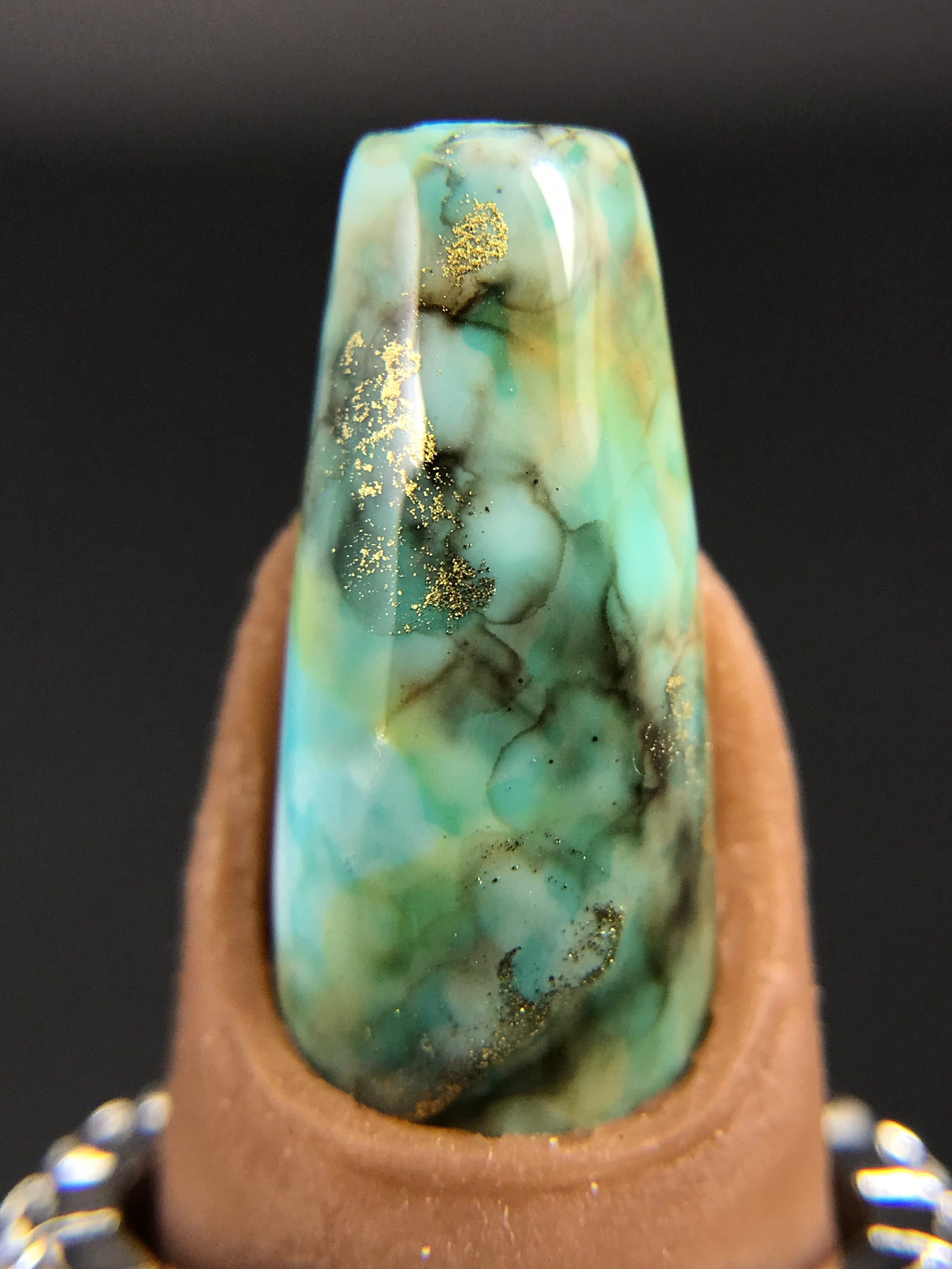 Turquoise Marble Nails