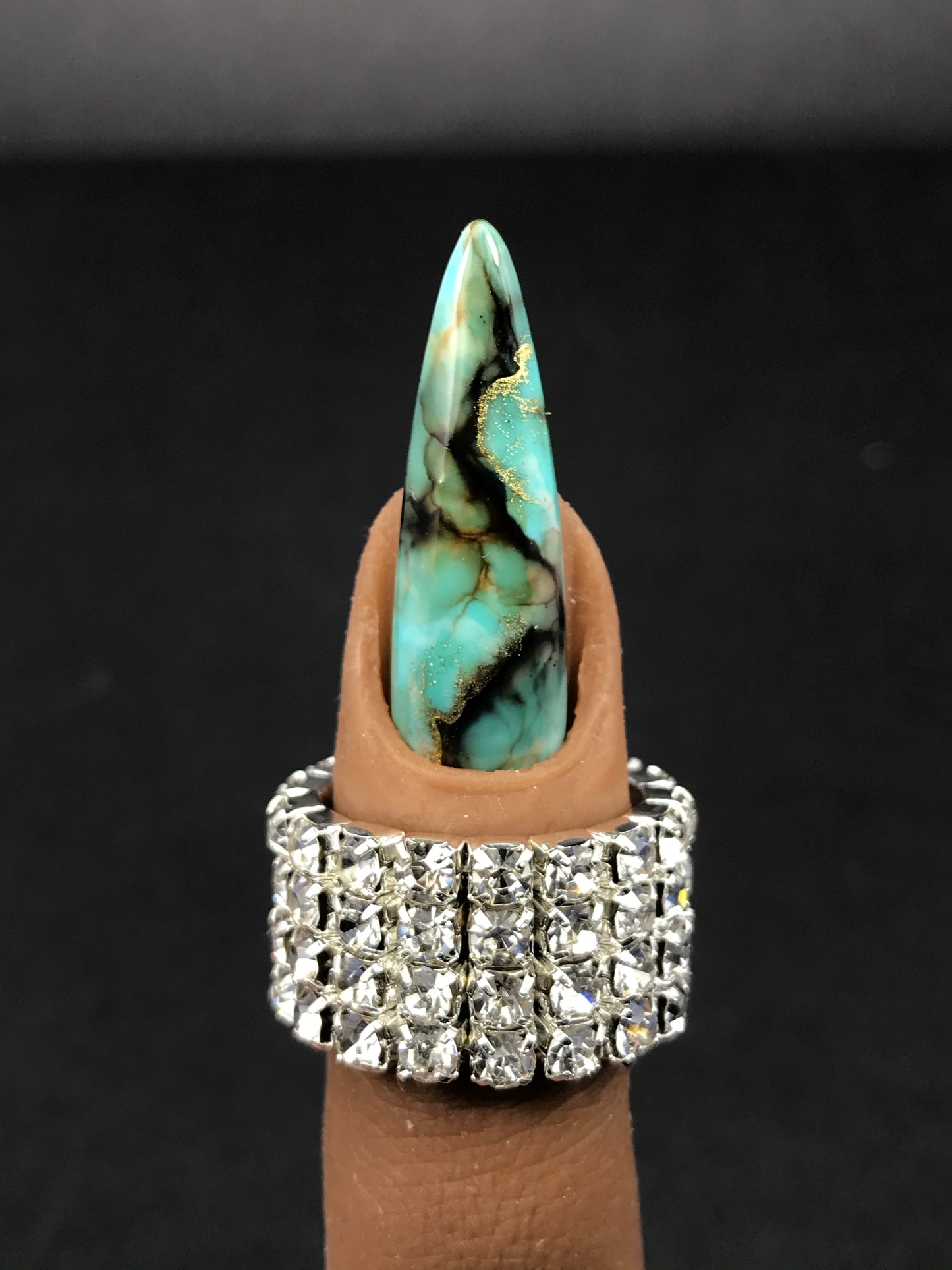 Turquoise Marble Stone Accent Nails