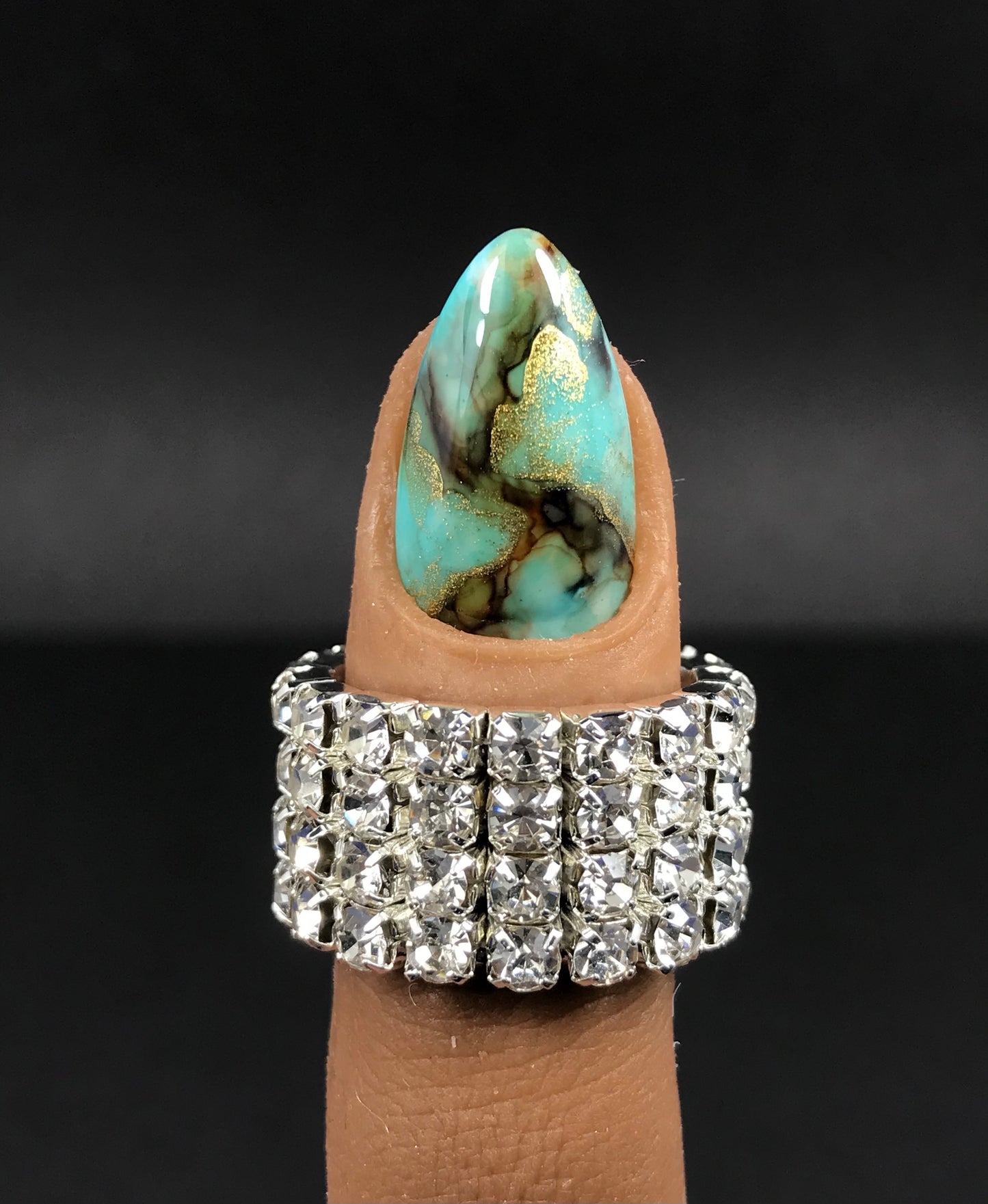 Turquoise Marble Nails