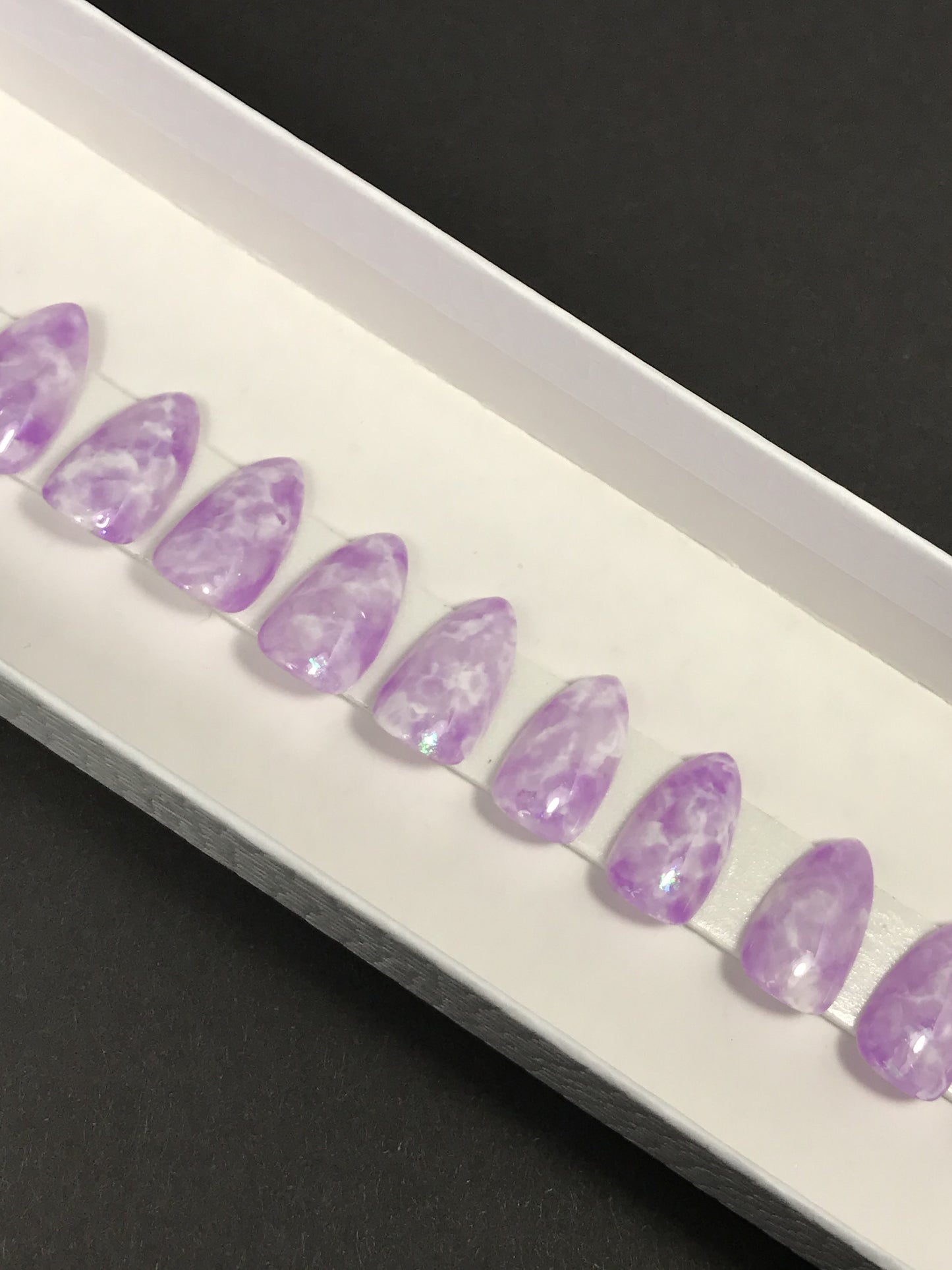 Violet quartz marble nails (RTS)
