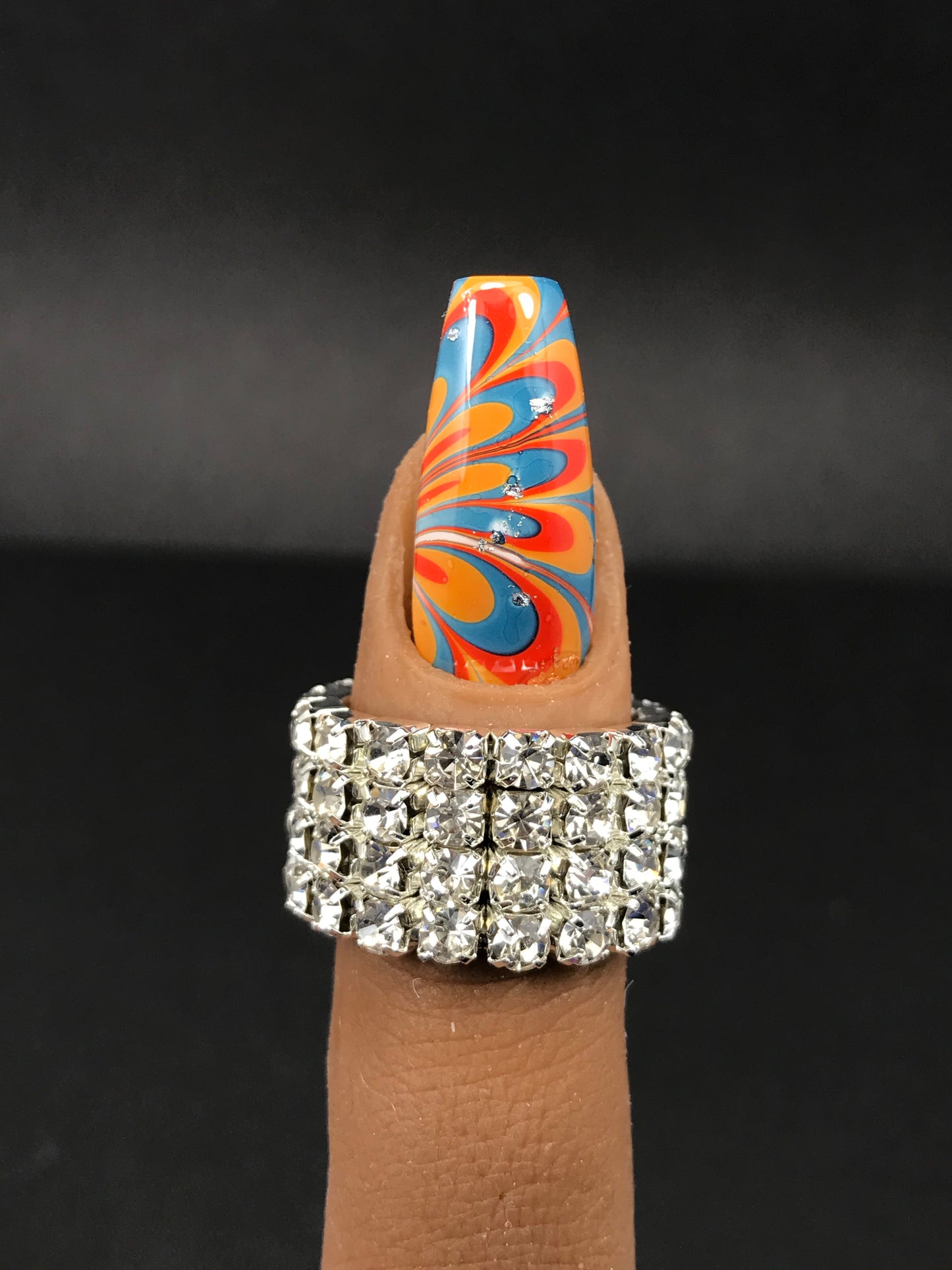 Flower Watermarble Press On Nail Design (RTS)