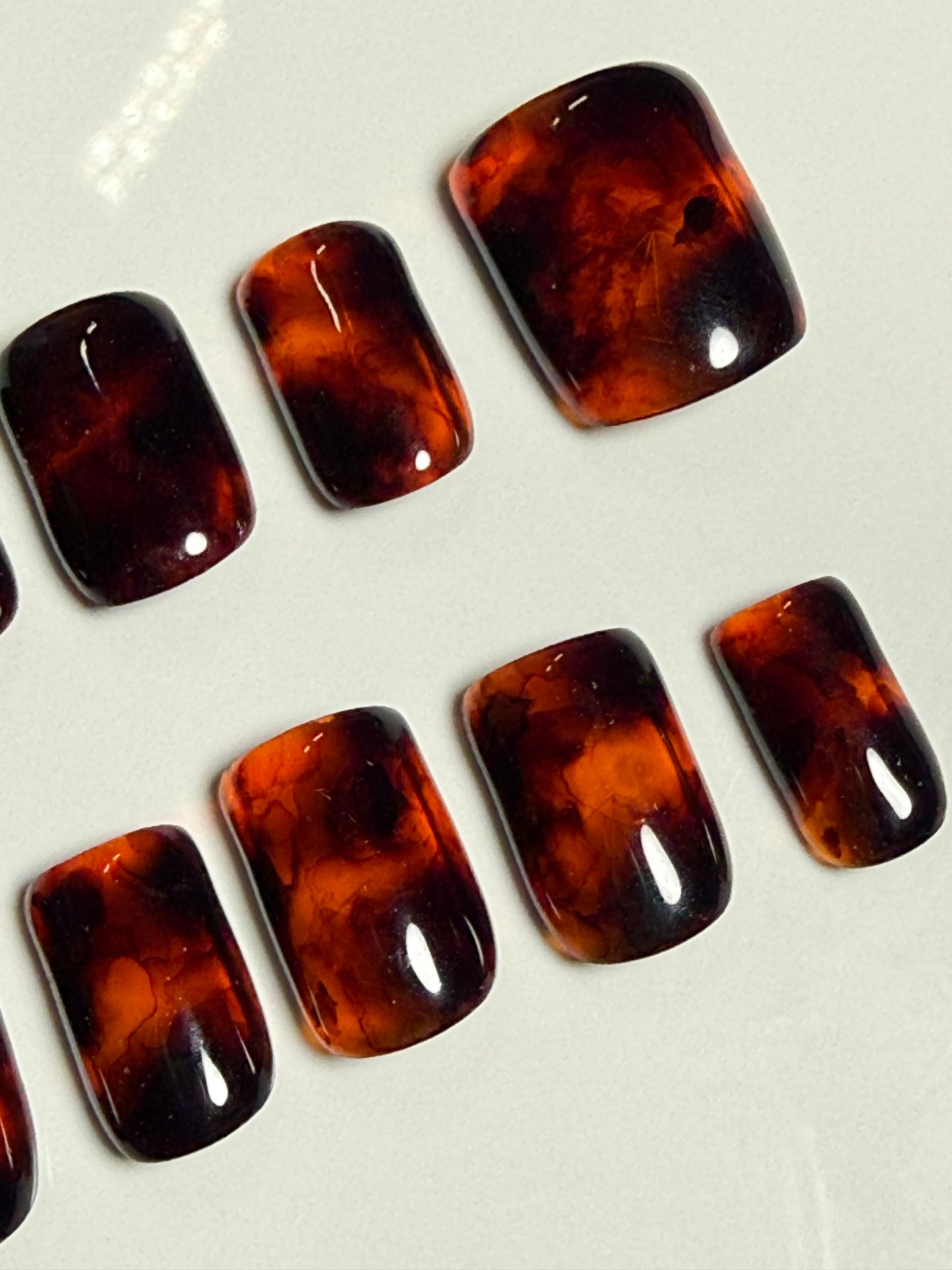 Tortoiseshell Marble Ink Press-On Nails | Handmade Reusable Soft Gel Set