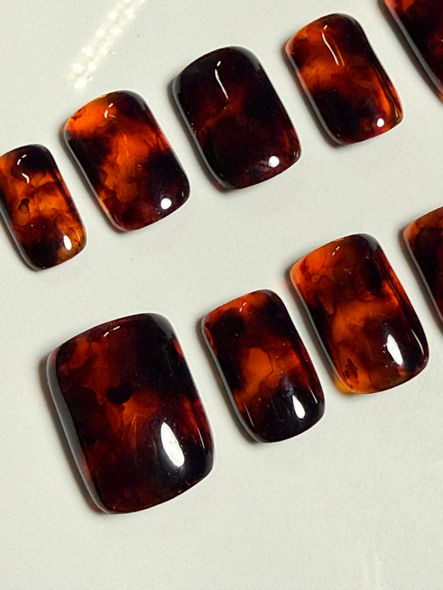 Tortoiseshell Marble Ink Press-On Nails | Handmade Reusable Soft Gel Set