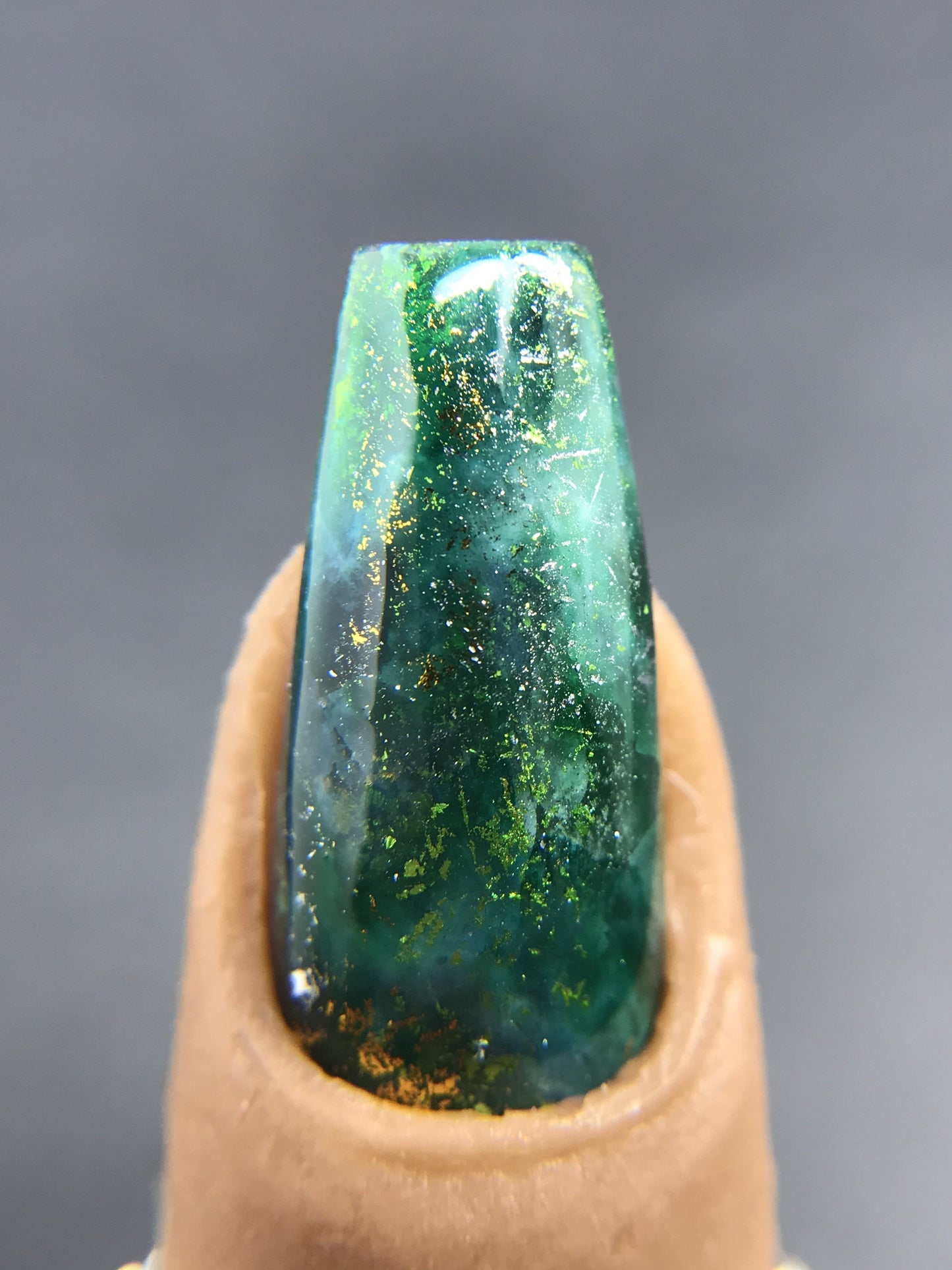 Deep Emerald Gemstone Press On Nails (RTS)