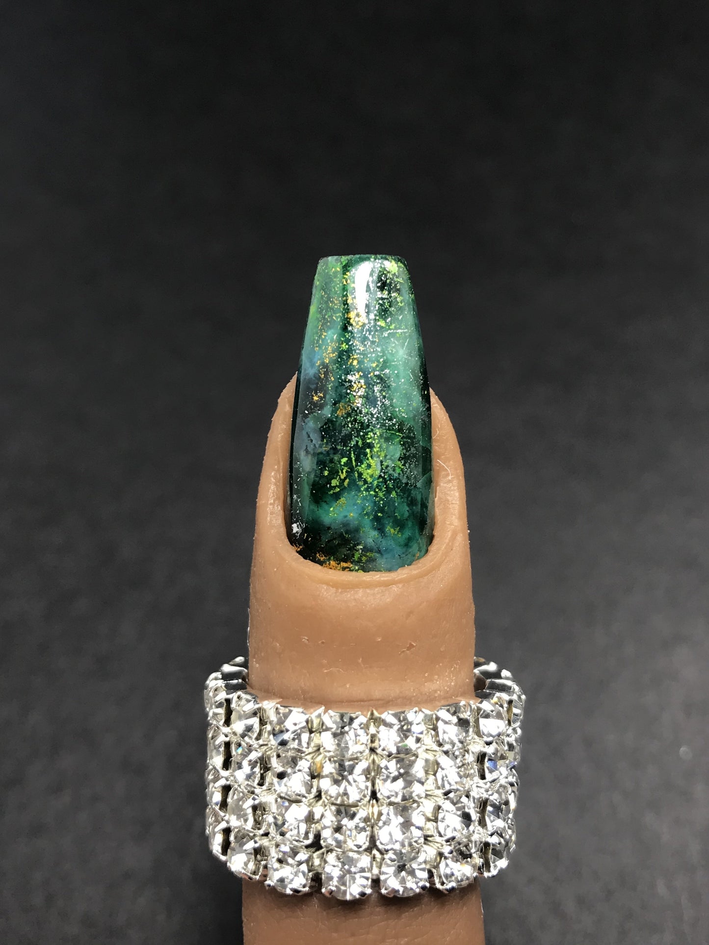 Deep Emerald Gemstone Press On Nails (RTS)