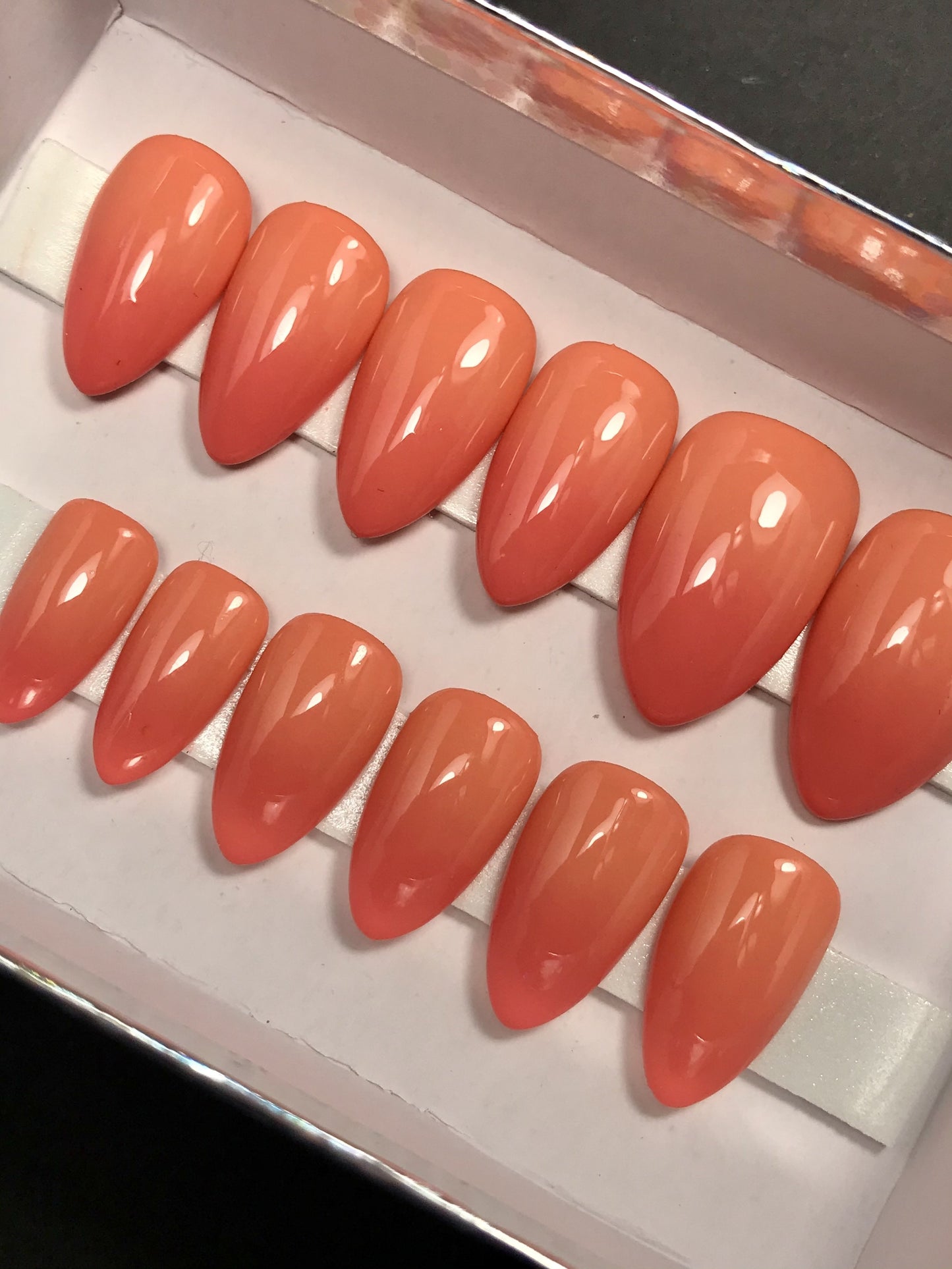 Neon orange to pink ombre summer nails (RTS)