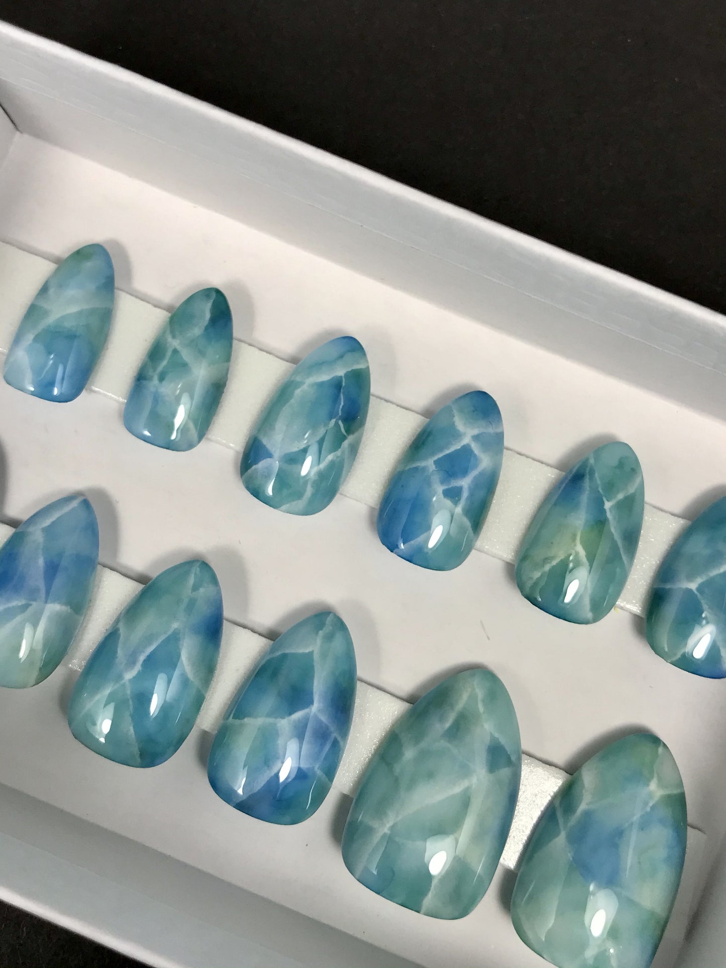 Larimar Stone Press On Nails (RTS)