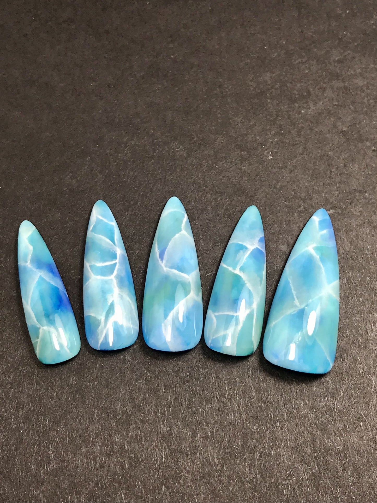 Larimar Stone Press On Nails (RTS)