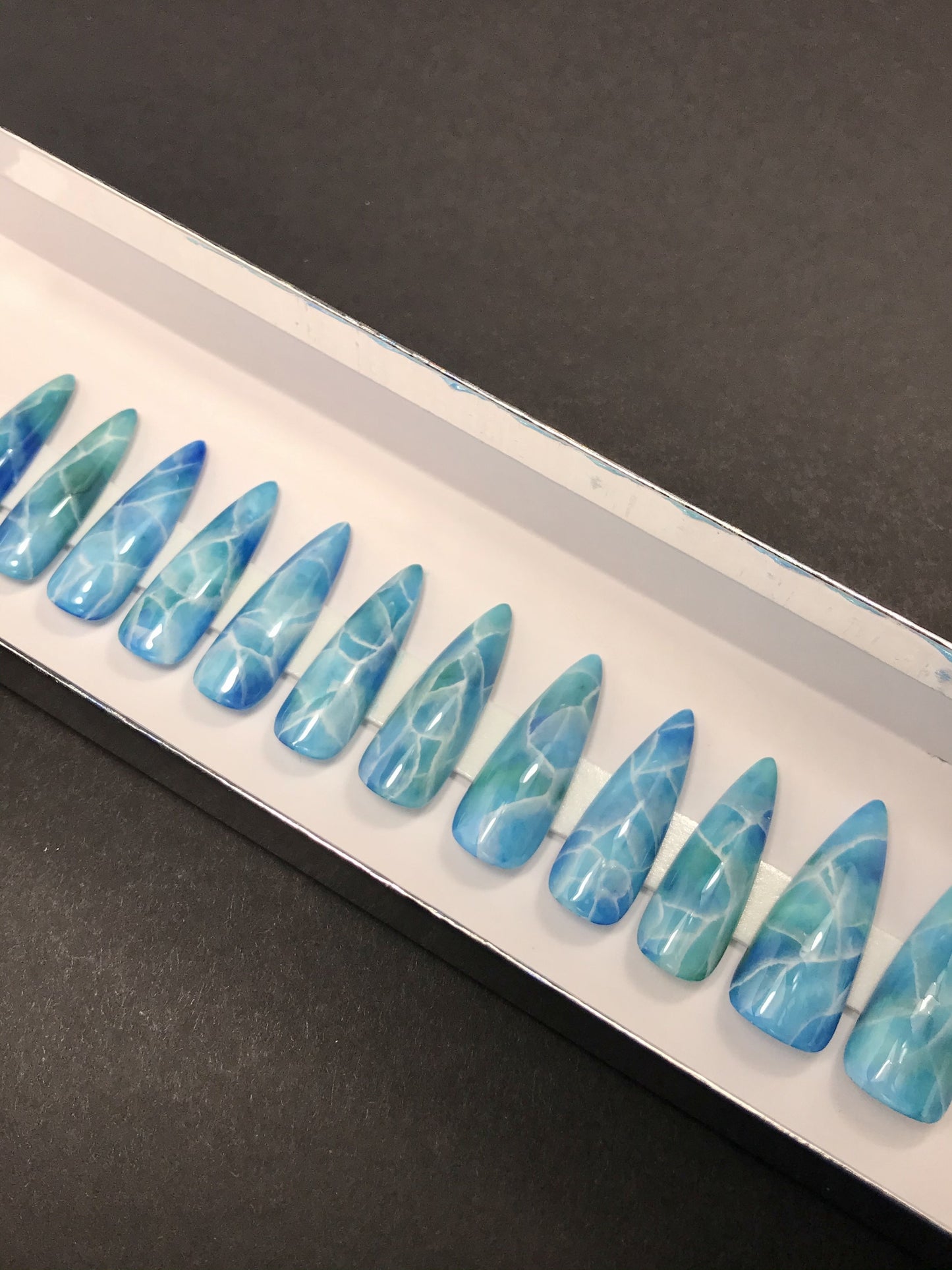 Larimar Stone Press On Nails (RTS)