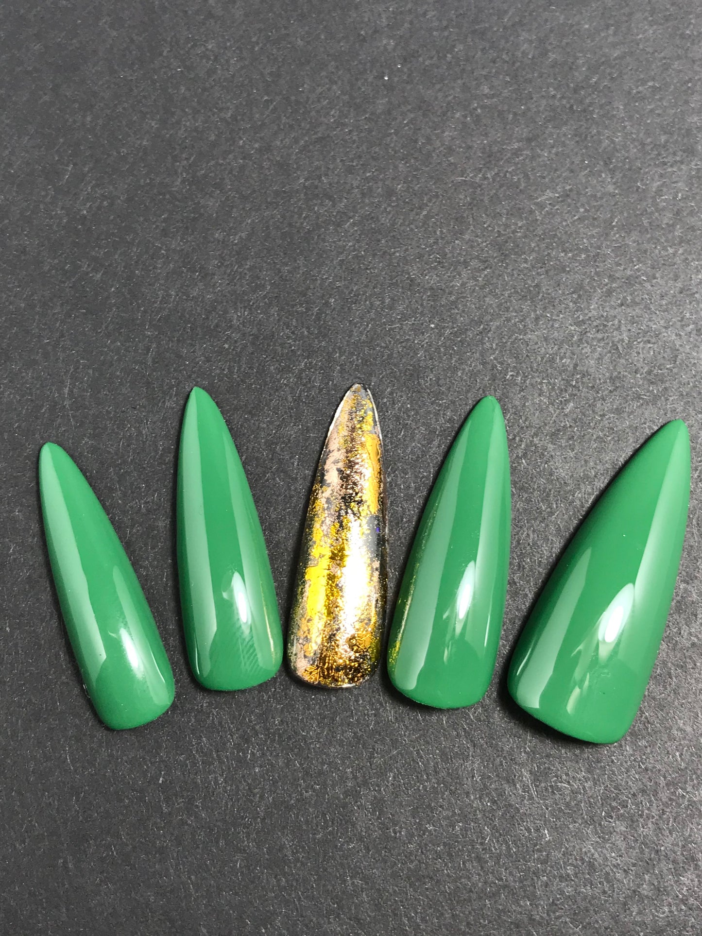 Olive Green with Gold Foil Accent Nails (RTS)