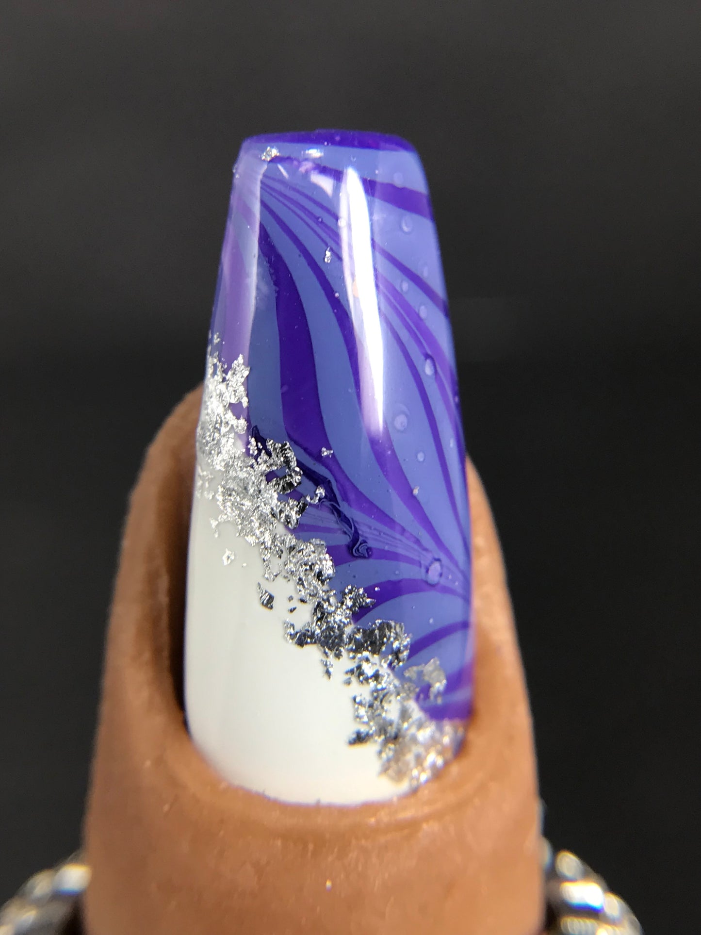 Abstract purple water marble nails (RTS)