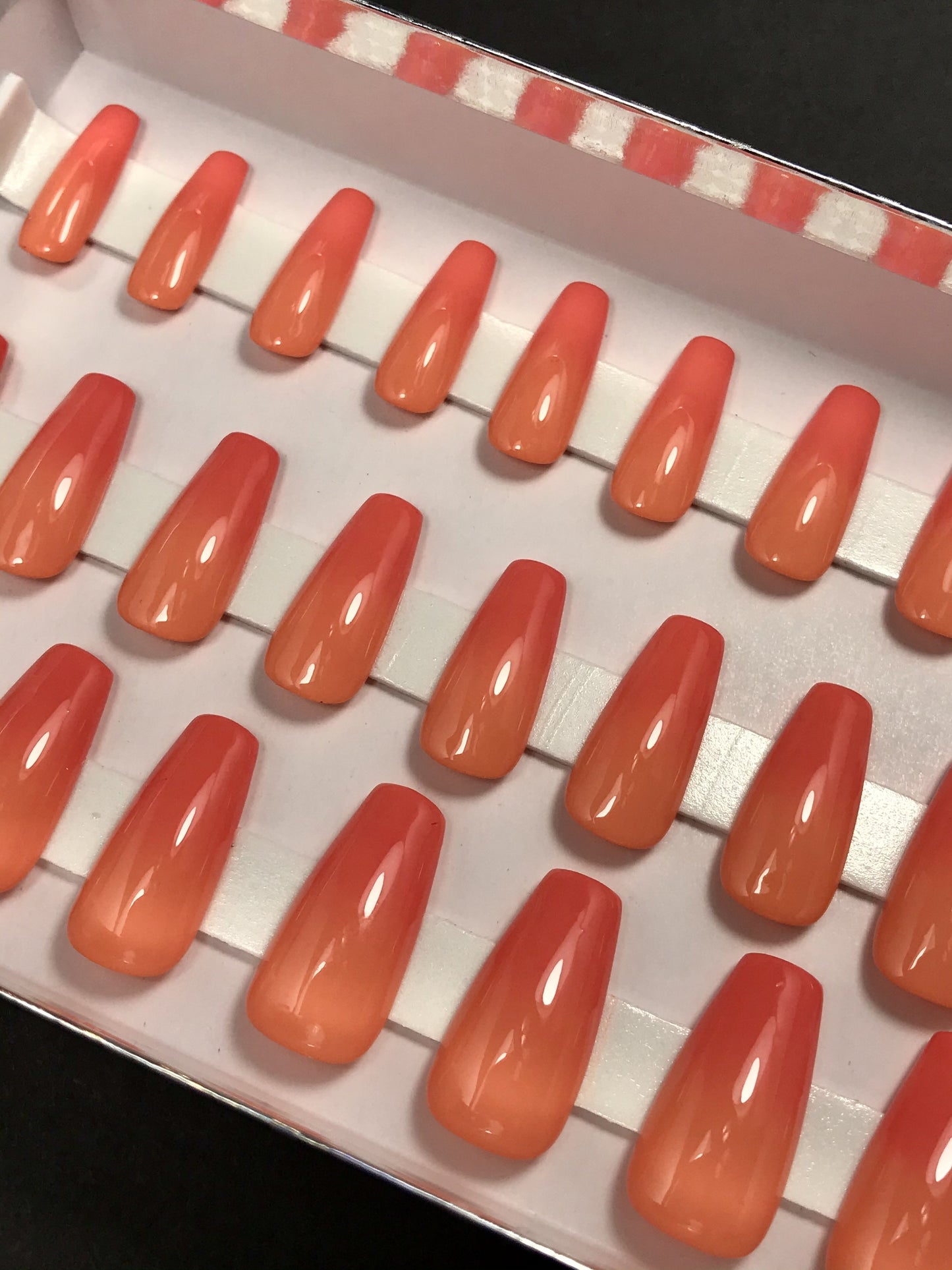 Neon orange to pink ombre summer nails (RTS)