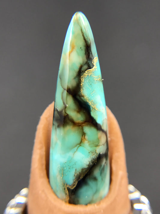 Turquoise Marble Stone Accent Nails