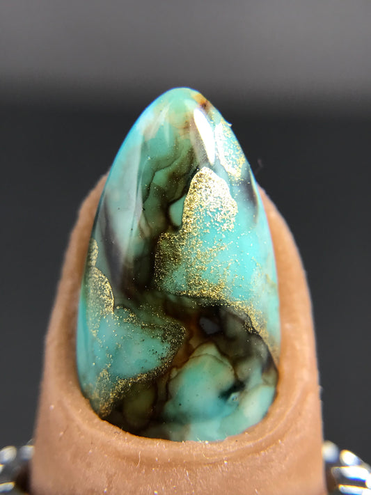 Turquoise Marble Nails